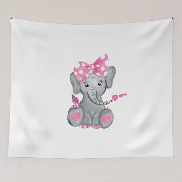 Item preview, Elephant Heart Pink Bow designed and sold by PINTOXIA.
