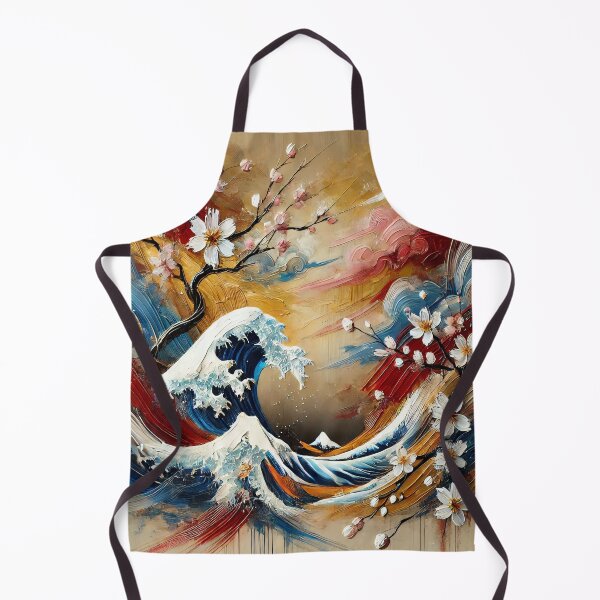 Item preview, Abstract Japanese Waves and Blossoms - Artistic Blend of Nature designed and sold by SakuraJapanArt.