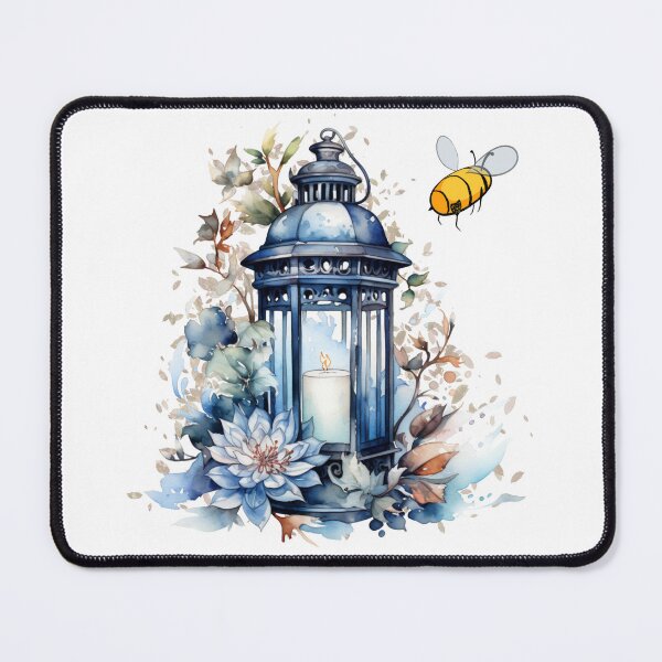 Item preview, Spring Lantern & chonky bee - floral blue lantern for Springtime Decor designed and sold by Chestnut Falls Studio.