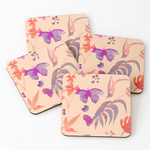 Item preview, Tropical butterflies. Watercolor illustration of butterflies and leaves designed and sold by HannaShvaikova.
