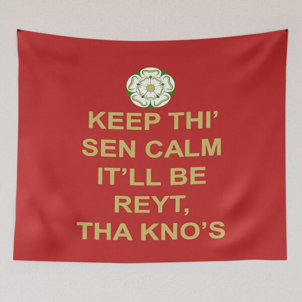 Item preview, Keep Thi Sen Calm Itll Be Reyt Tha Knos Yellow Text designed and sold by taiche.