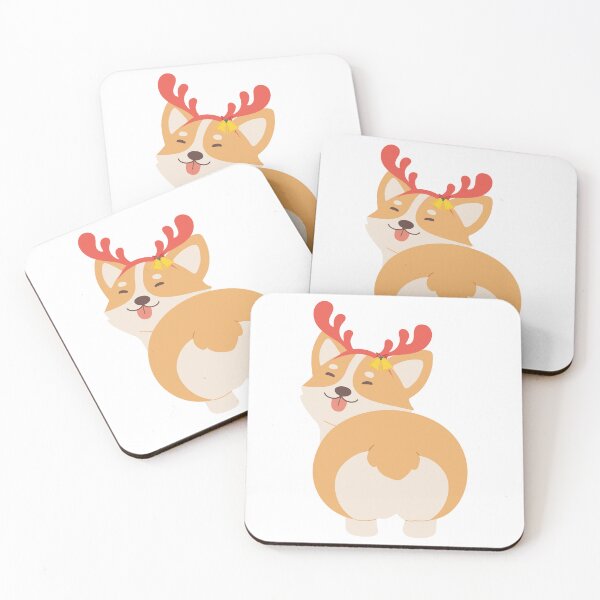 Item preview, Cute Corgi in Reindeer Headband Christmas Art designed and sold by BWAYZ.