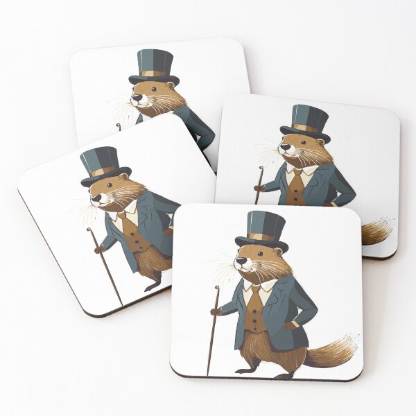 Item preview, Chic beaver with top hat – funny animal motif designed and sold by BysonDesigns.
