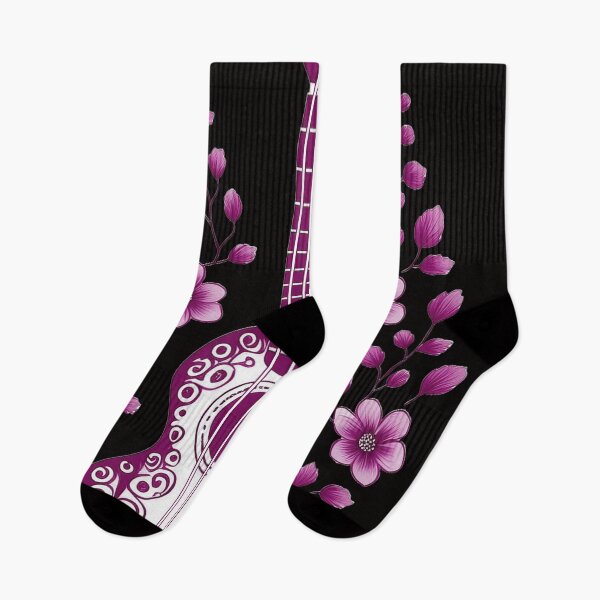 Item preview, Ethno style ukulele, colorful ukulele surrounded by rustic style flowers. /magenta designed and sold by My-fake-places.