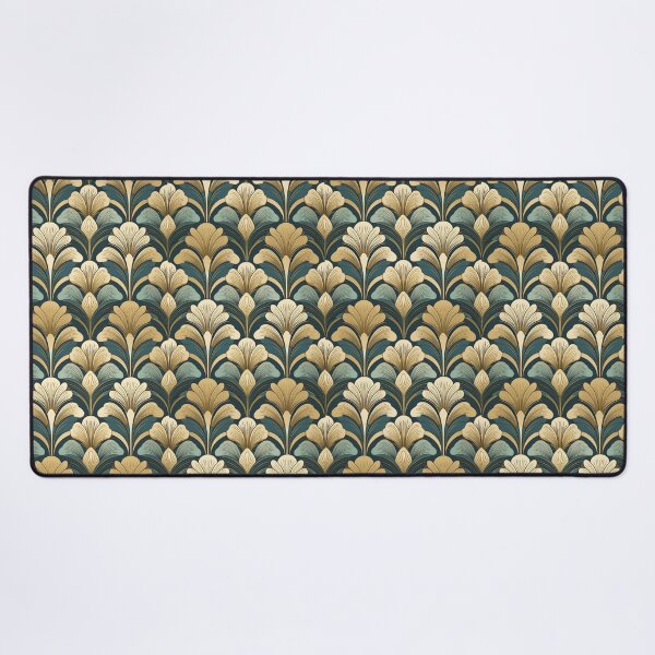 Item preview, art deco floral print in teal and gold designed and sold by CuratedEmporium.
