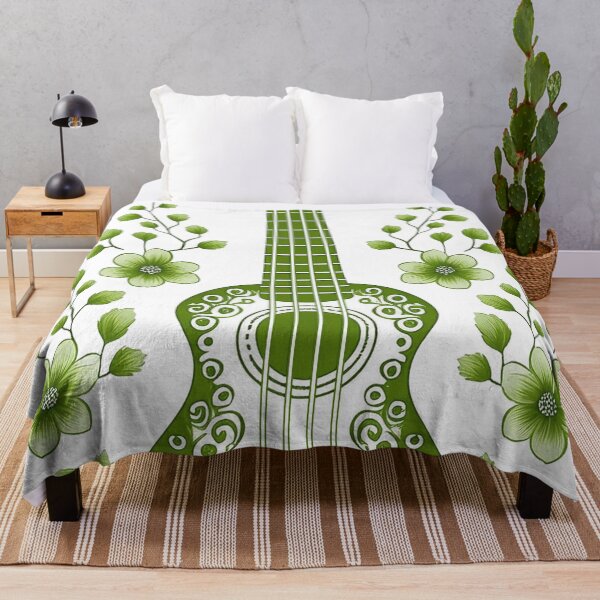 Item preview, Ethno style ukulele, colorful ukulele surrounded by rustic style flowers. / light green designed and sold by My-fake-places.