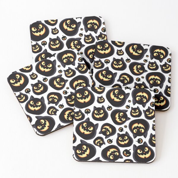 Item preview, Halloween black heads of grinning sinister cats - pumpkins designed and sold by BellaRoxiell.