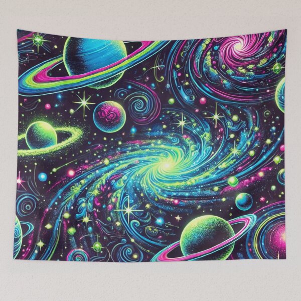 Item preview, Neon Galaxy with Swirling Planets and Stars designed and sold by TeslaSt0re.