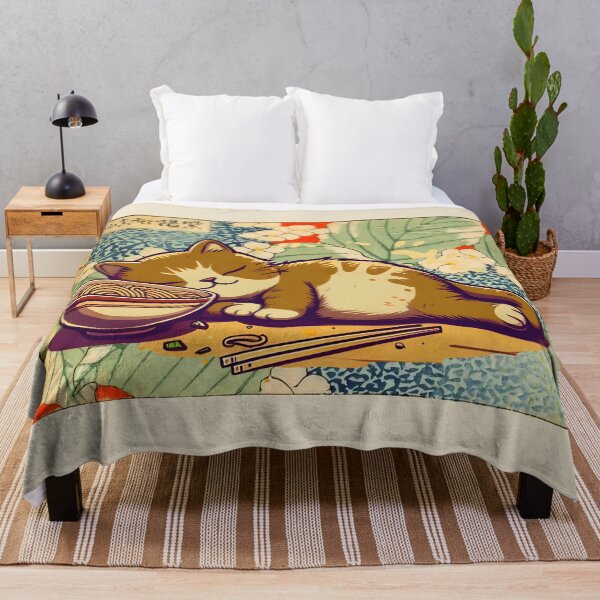 Item preview, Funny Anime Cute Cat sleeping with Ramen Japanese Noodles Vintage designed and sold by Colorfulman.