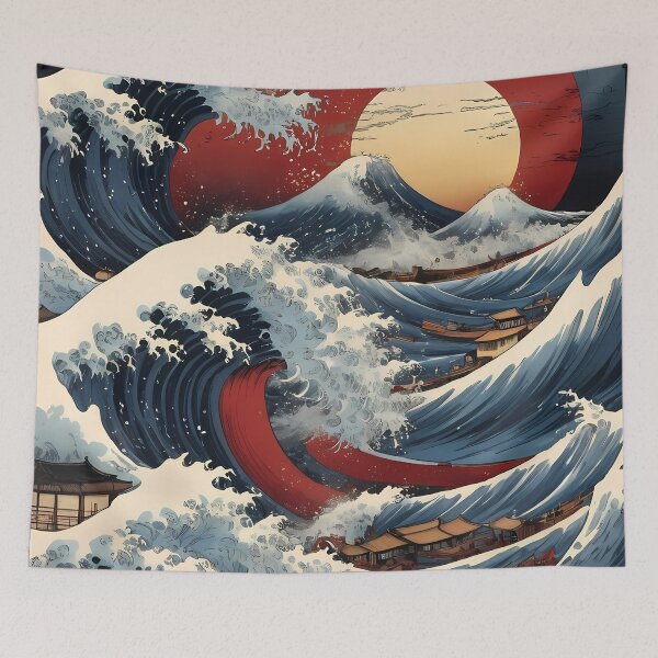 Item preview, Majestic Waves of Traditional Japan Art Print designed and sold by asbno19.