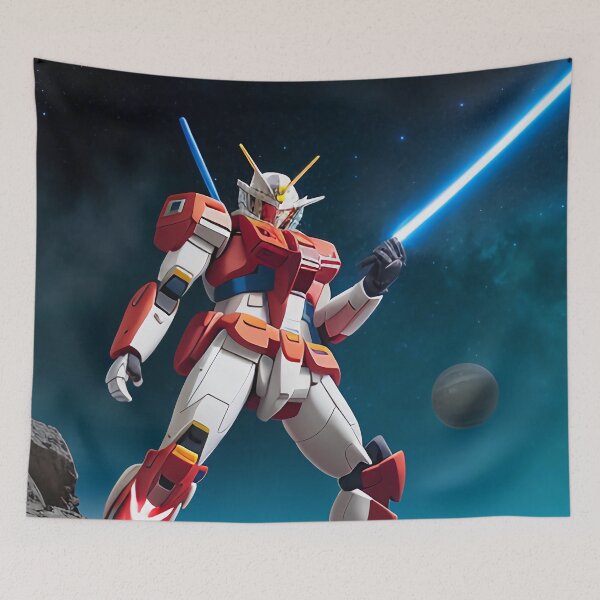 Item preview, mecha robot jump over sea (red gundam like) designed and sold by Leo-Fein.