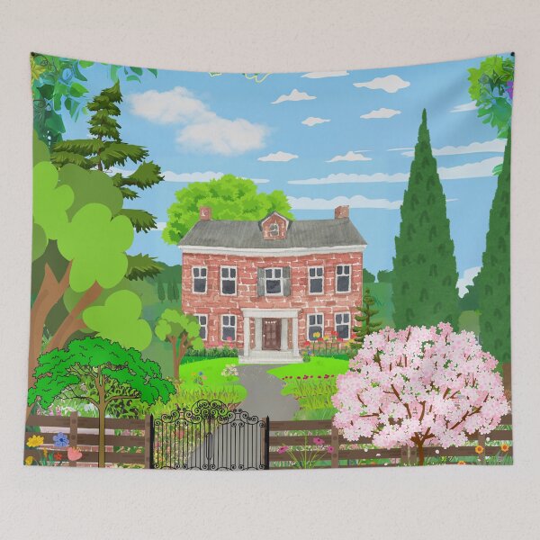 Item preview, BRICK HOUSE WITH BEAUTIFUL FLOWER GARDENS designed and sold by larissa-myrie.