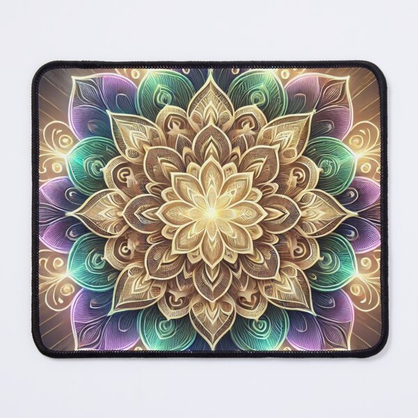 Item preview, Glowing Floral Mandala with Golden Accents designed and sold by TeslaSt0re.