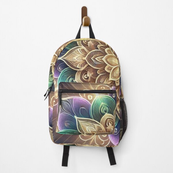 Item preview, Glowing Floral Mandala with Golden Accents designed and sold by TeslaSt0re.