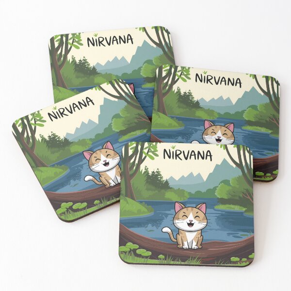 Item preview, Nirvana and a cute cat artwork designed and sold by TrendingMerch20.