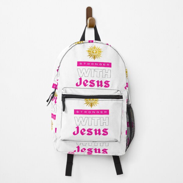 Artikelvorschau, Stärker mit Jesus (weiß, mit goldenem Kreuz) entworfen und verkauft von Holy Coast Threads (Formerly ChristianFlower).