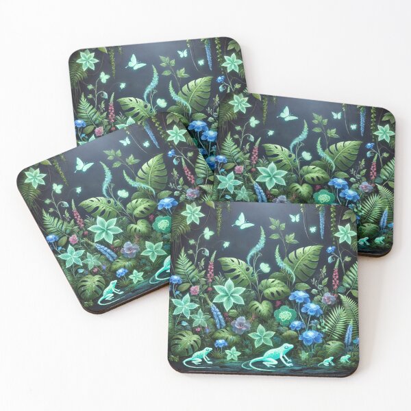 Item preview, Bioluminescent Jungle with Glowing Flora designed and sold by TeslaSt0re.