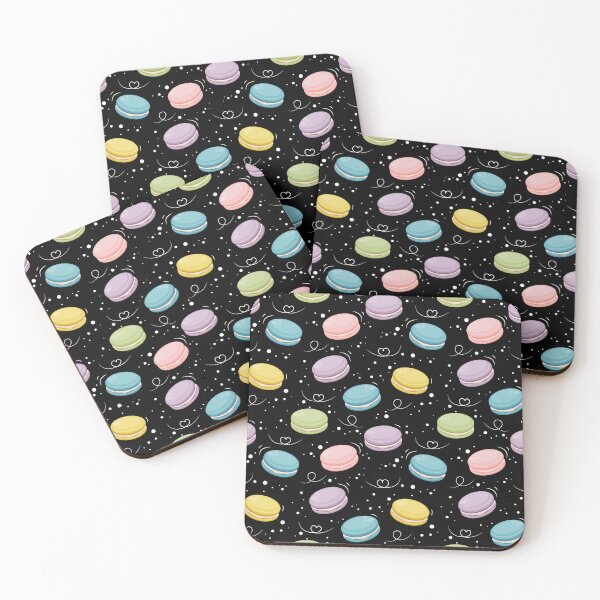 Item preview, Colorful macarons on black background designed and sold by BellaRoxiell.