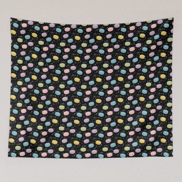 Item preview, Colorful macarons on black background designed and sold by BellaRoxiell.