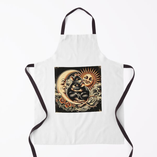 Item preview, Old school style two rats lovingly hugging beneath the cosmic balance of the sun and moon designed and sold by thebennington12.