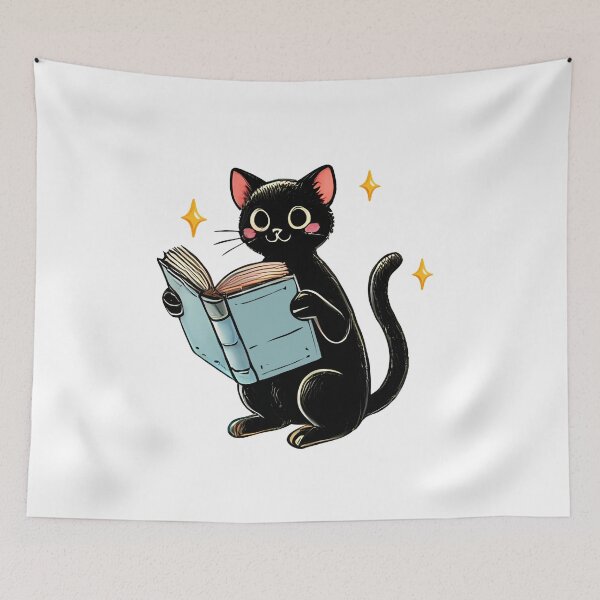 Item preview, Adorable Black Cat Reading Book designed and sold by ZAIKY DREAMS.