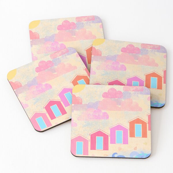 Item preview, The beach huts at Cloudy cove - whimsical seaside scene designed and sold by Thecraftbus.