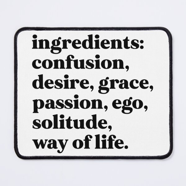 Item preview, Ingredients confusion, desire, grace, passion, ego, solitude, way of life designed and sold by weirdly weird.