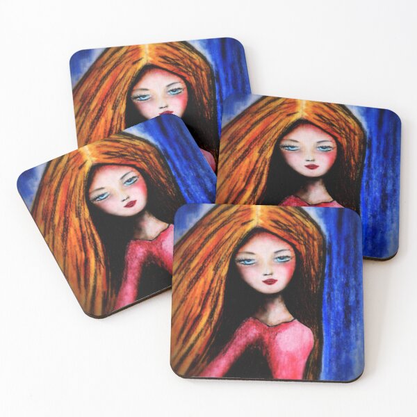 Item preview, Behind the smile lies a story - stylised witchy red haired girl designed and sold by Thecraftbus.