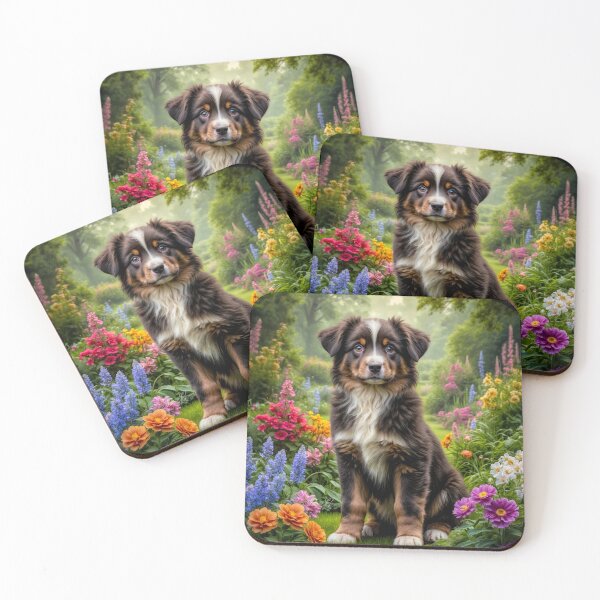 Item preview, Mason Australian Shepherd Puppy Portrait Art designed and sold by Heart and Soul Studio.