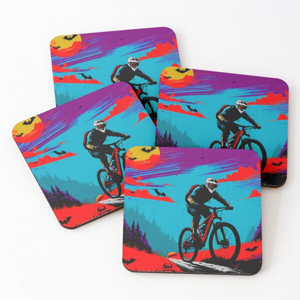 Item preview, MTB Rider Chased by Bats on Halloween Night designed and sold by GrizzlyCollective.