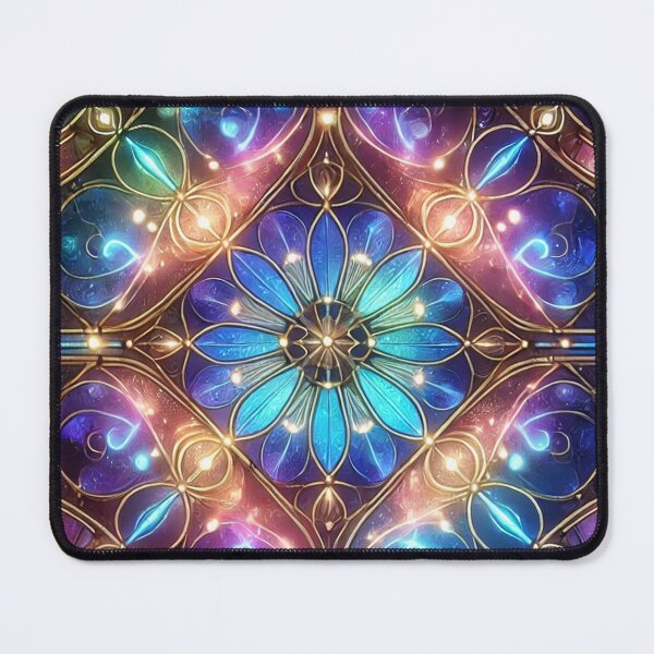 Item preview, Radiant Stained Glass with Geometric Floral Designs designed and sold by TeslaSt0re.