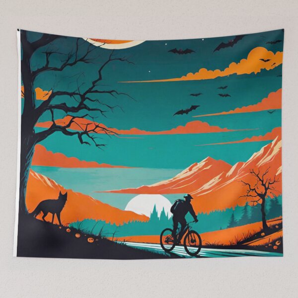 Item preview, Wolf Stalking MTB Rider on Halloween Night designed and sold by GrizzlyCollective.