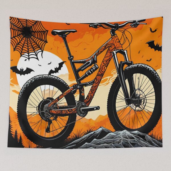 Aperçu de l'œuvre Aventure VTT Orange Halloween créée et vendue par GrizzlyCollective.