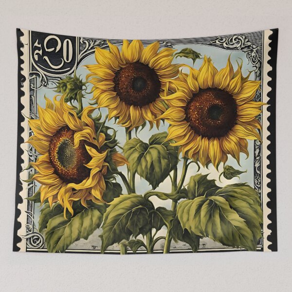 Item preview, Sunshine in Ink: A Vintage Sunflower Stamp designed and sold by Vintagestamps.