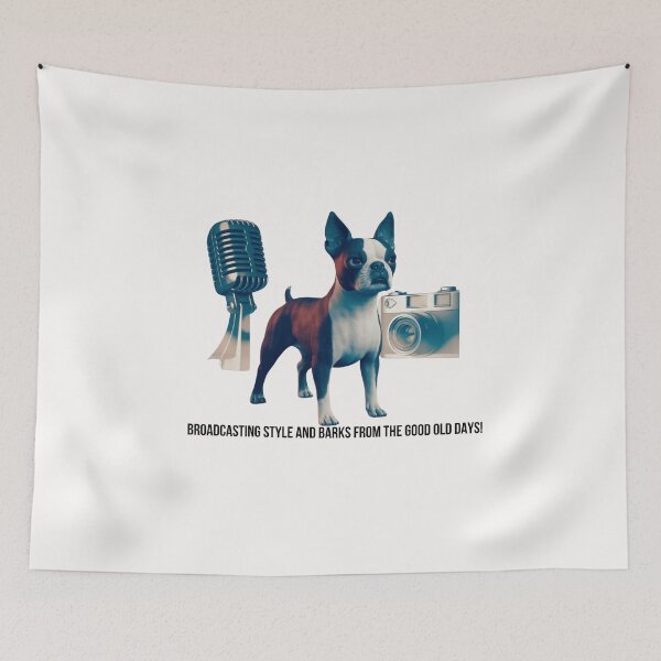 Item preview, a 3d render of a boston terrier with a vintage designed and sold by chessnegocios.