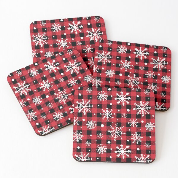 Item preview, Red Black Christmas Buffalo Plaid Check with Cute Snowflakes designed and sold by Pravokrugulnik.