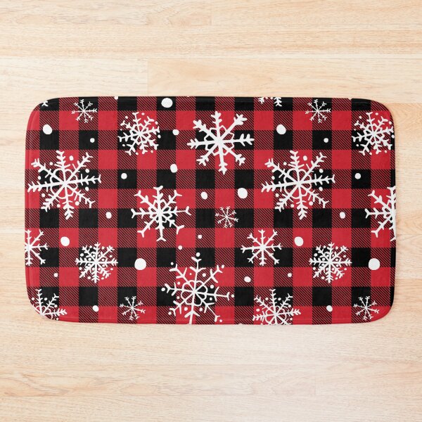 Item preview, Red Black Christmas Buffalo Plaid Check with Cute Snowflakes designed and sold by Pravokrugulnik.