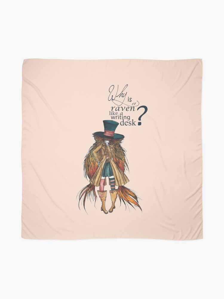 Thumbnail 2 of 3, Scarf, Why is a raven like a writing desk ? - Mad Hatter designed and sold by studinano.