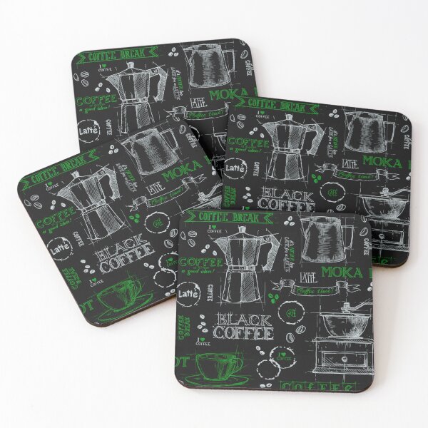 Item preview, Green pot of coffee - blackboard pattern  designed and sold by PP-Patterns.