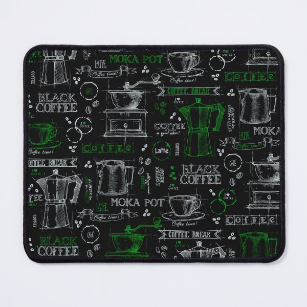 Item preview, Green pot of coffee - blackboard pattern  designed and sold by PP-Patterns.