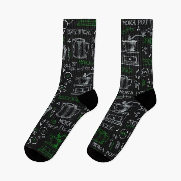 Item preview, Green pot of coffee - blackboard pattern  designed and sold by PP-Patterns.