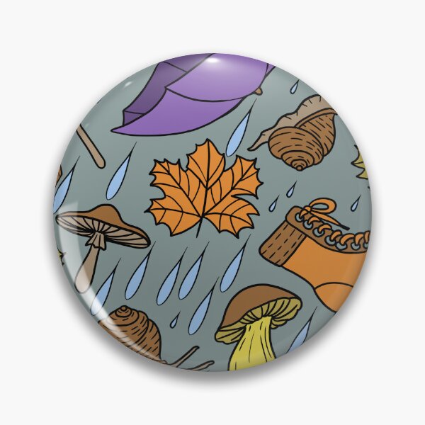 Item preview, Retro Cartoon Rainy Day with Boots, Umbrellas, Mushrooms, Leaves and Snails Grey Background designed and sold by Carlo-Atzei.
