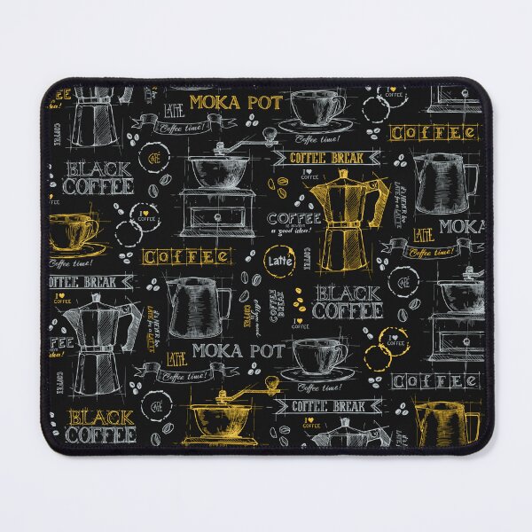 Item preview, Yellow pot of coffee - blackboard pattern  designed and sold by PP-Patterns.