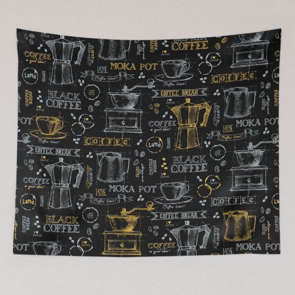 Item preview, Yellow pot of coffee - blackboard pattern  designed and sold by PP-Patterns.