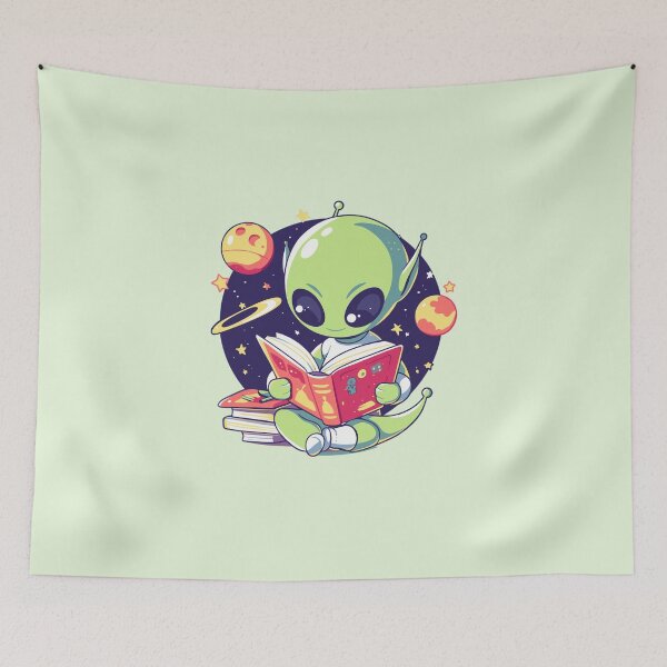 Item preview, Cute Bookish Alien designed and sold by RetroPrints.