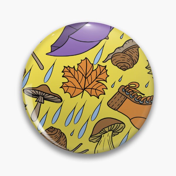 Item preview, Retro Cartoon Rainy Day with Boots, Umbrellas, Mushrooms, Leaves and Snails Yellow Background designed and sold by Carlo-Atzei.