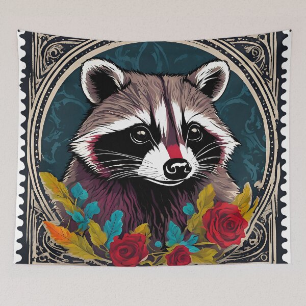 Item preview, Raccoon in Vintage Postage Stamp designed and sold by Vintagestamps.