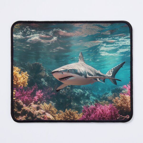 Item preview, A powerful shark underwater with coral reef - Animal photo designed and sold by TheArtistOf2022.