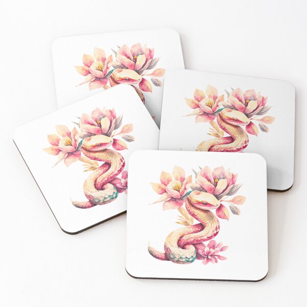 Item preview,  Vintage pink and  pastel  blue Snake-Year of the Snake ver 17- Chinese Zodiac Theme-white Background designed and sold by CosmicNook1.