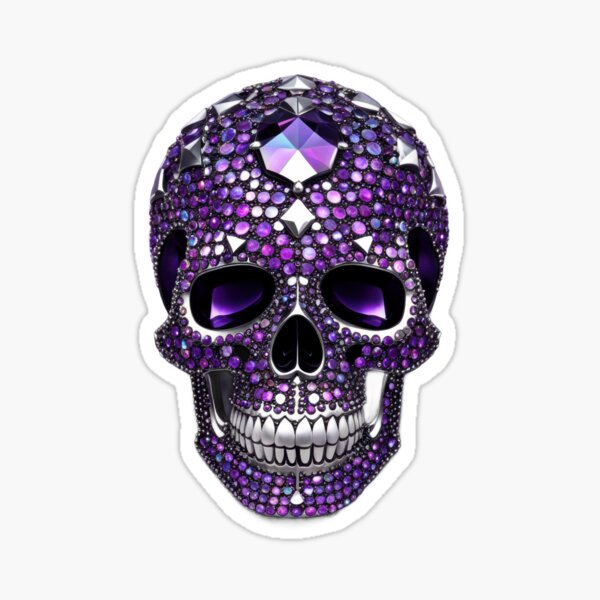 Purple Diamante Skull Sticker
